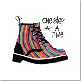 Rainbow Boot Quote One Step At A Time Posters and Art